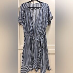 Striped Blue Wrap Dress